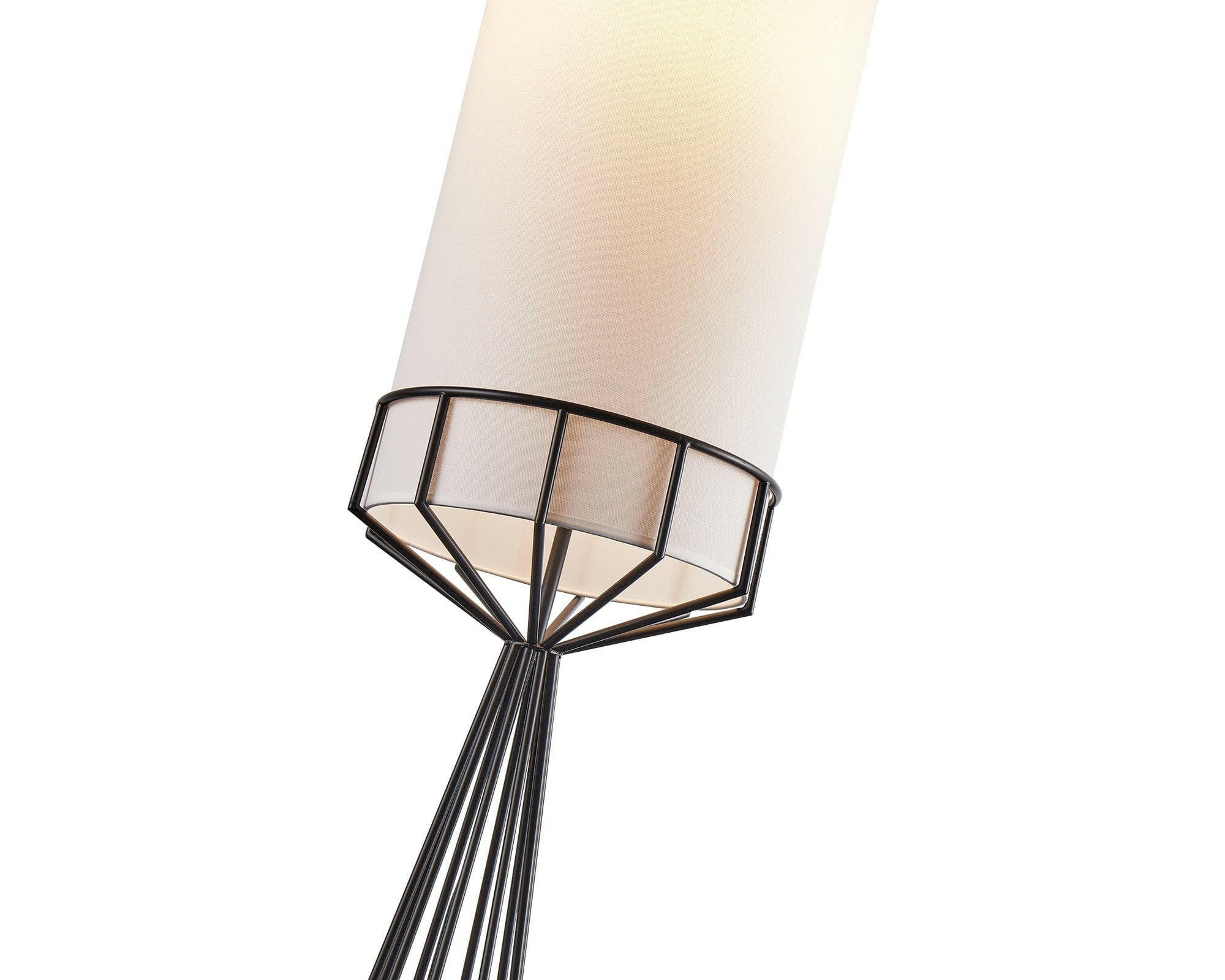 Faro Floor Lamp - Matt Black &amp; White Linen E27