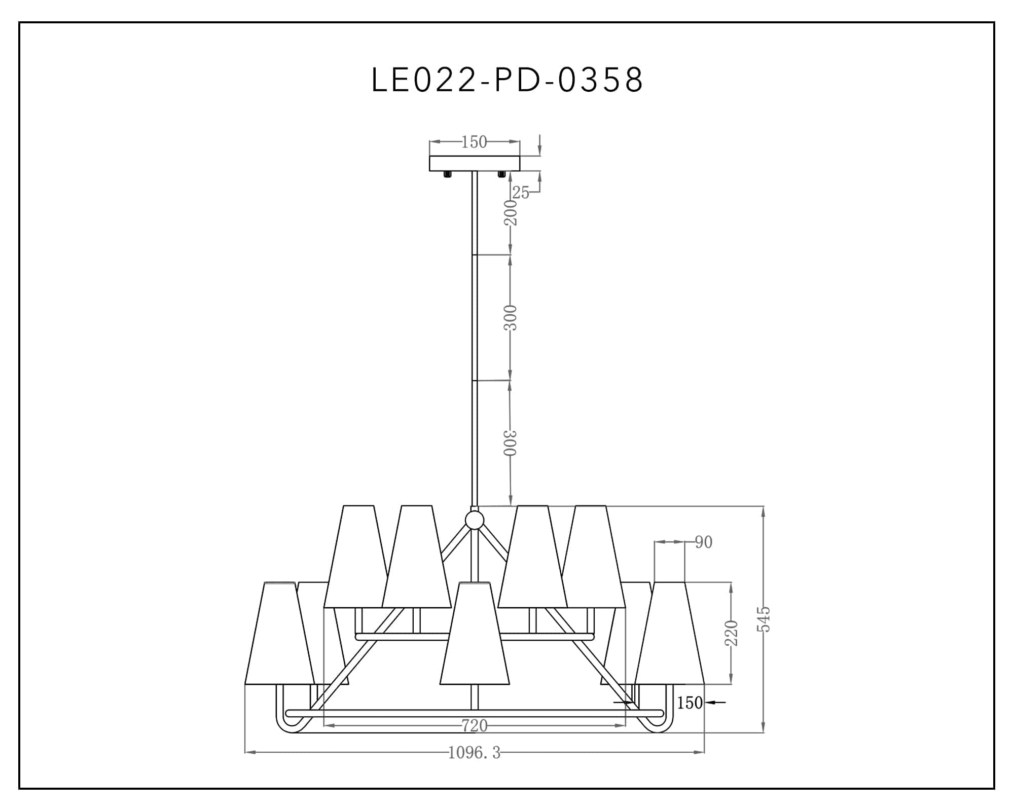 Gildan Chandelier - White & Black E14