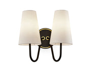 Gildan Wall Light - White, Black & Brass E14