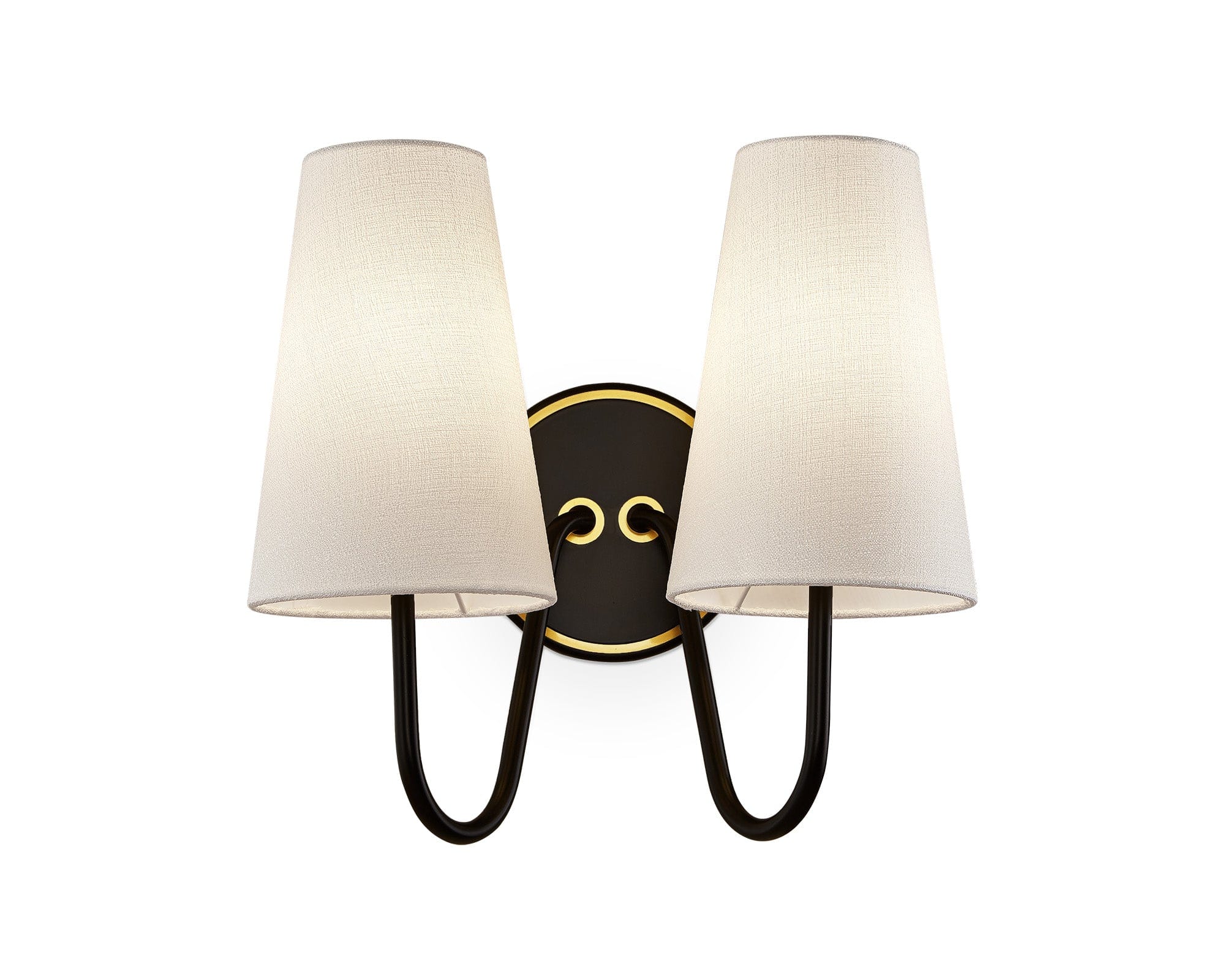 Gildan Wall Light - White, Black & Brass E14
