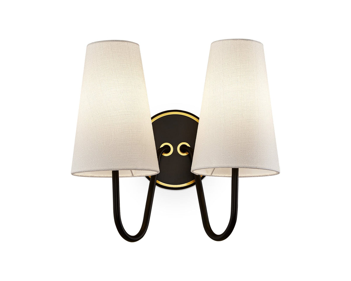Gildan Wall Light - White, Black & Brass E14