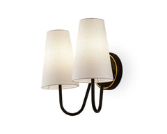 Gildan Wall Light - White, Black & Brass E14
