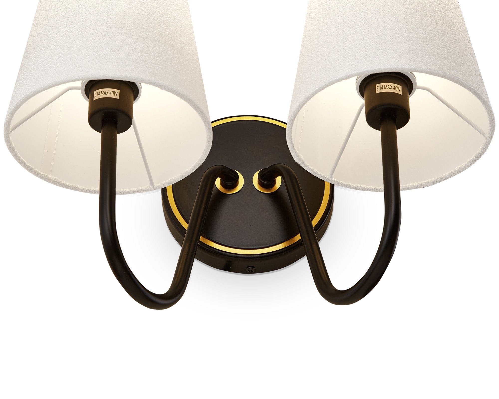 Gildan Wall Light - White, Black & Brass E14