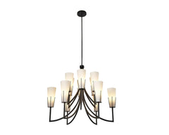 Magestic Chandelier - Black &amp; White Glass E14