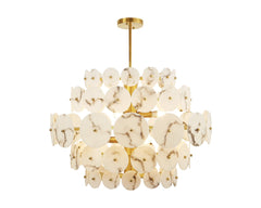 Momo Chandelier - Antique Brass &amp; Alabaster E14
