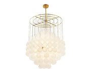 Moon Chandelier - Antique Brushed Brass &amp; Frosted Glass E14