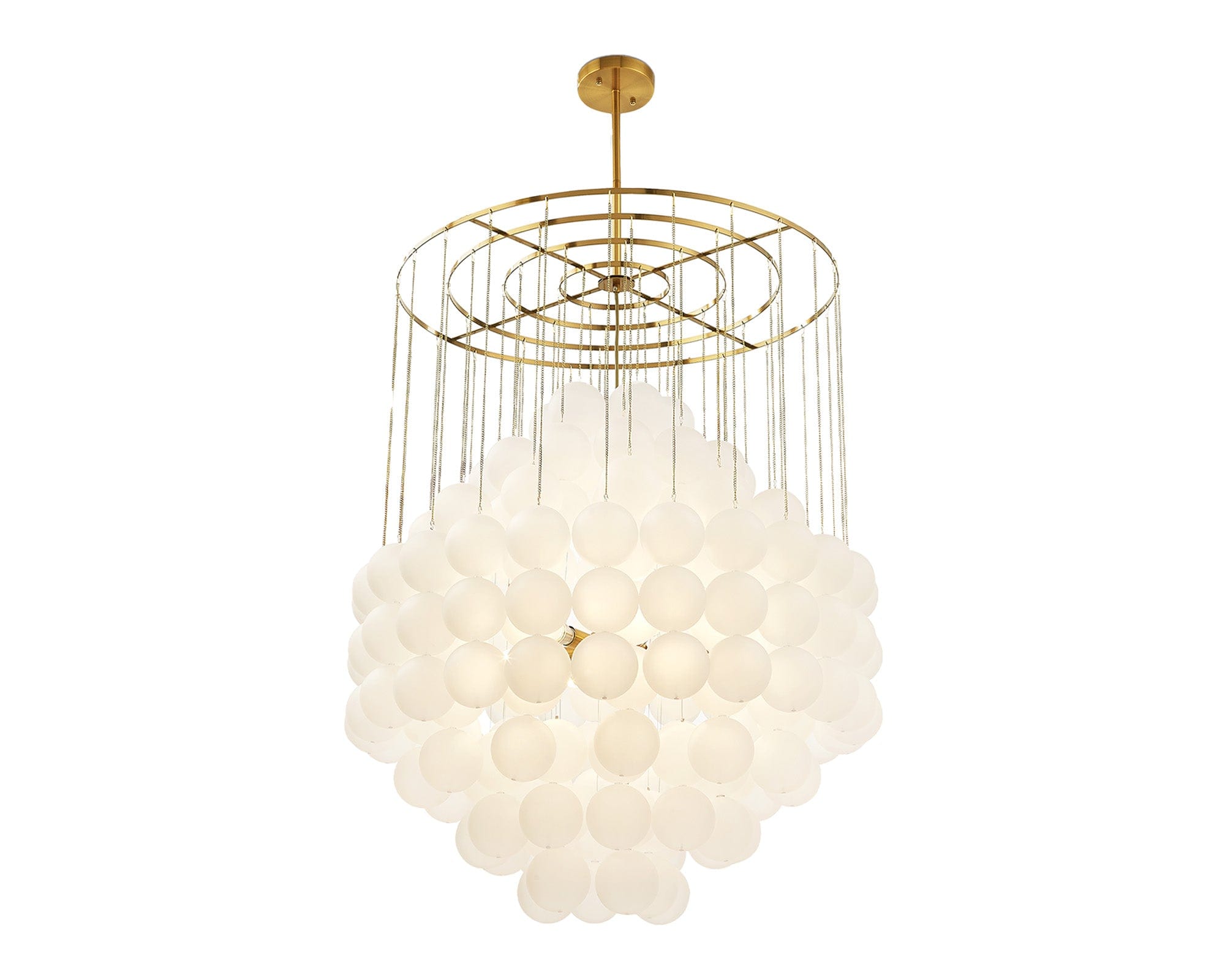 Moon Chandelier - Antique Brushed Brass &amp; Frosted Glass E14