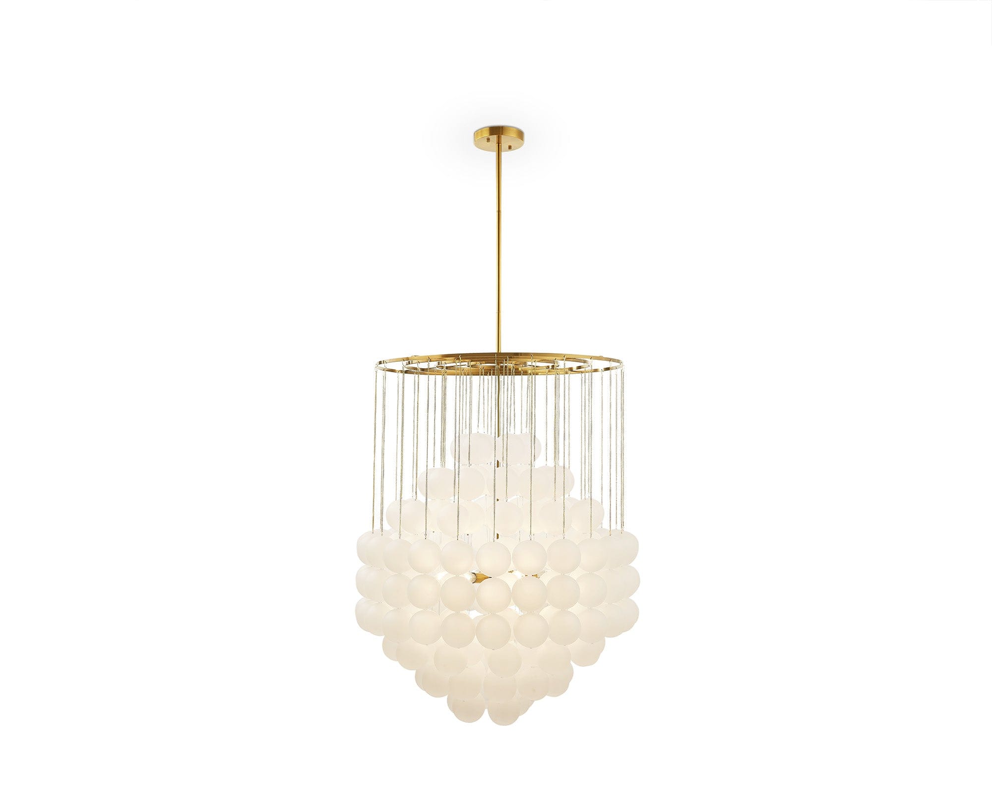 Moon Chandelier - Antique Brushed Brass &amp; Frosted Glass E14