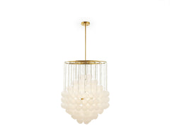 Moon Chandelier - Antique Brushed Brass &amp; Frosted Glass E14