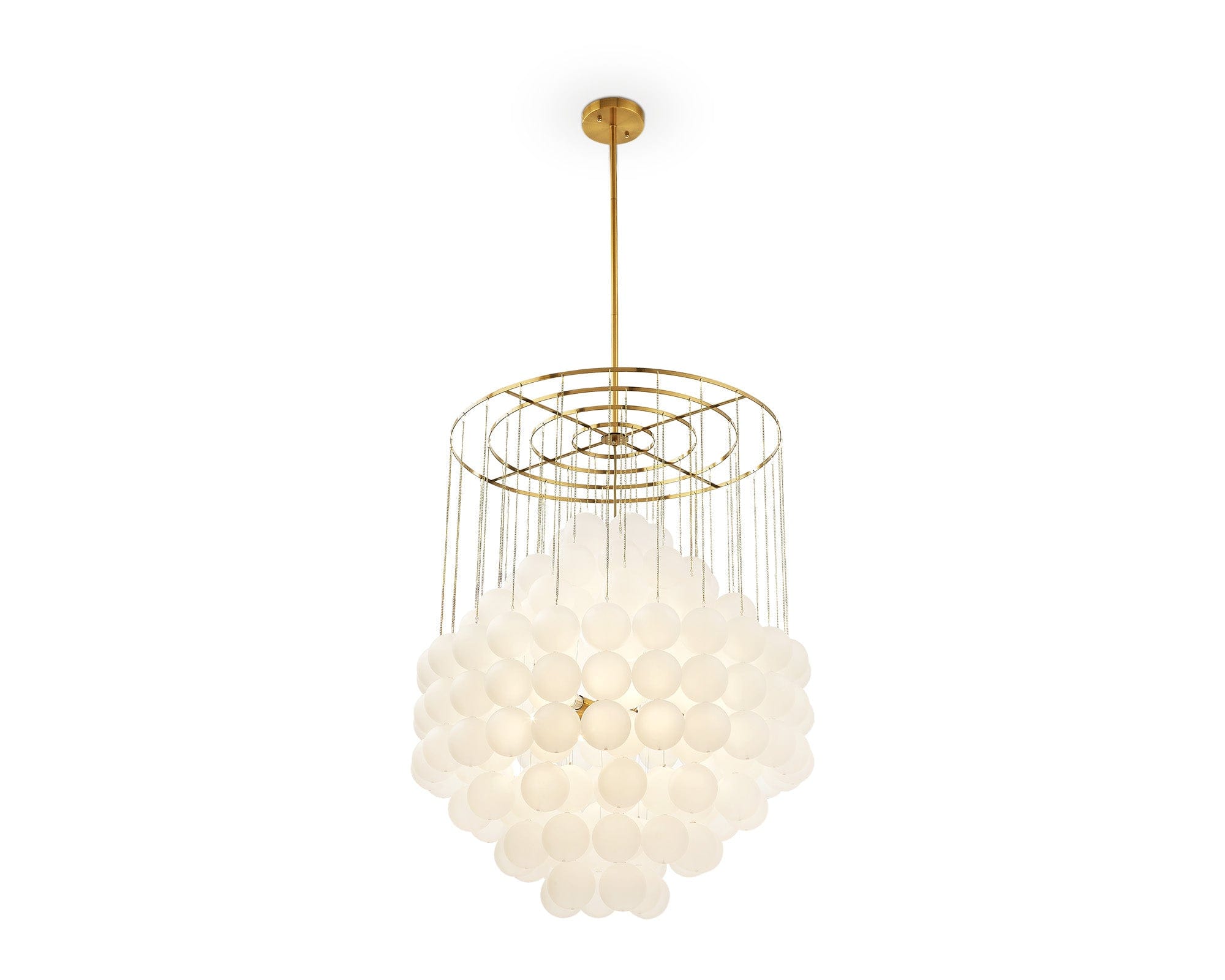 Moon Chandelier - Antique Brushed Brass &amp; Frosted Glass E14