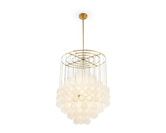 Moon Chandelier - Antique Brushed Brass &amp; Frosted Glass E14