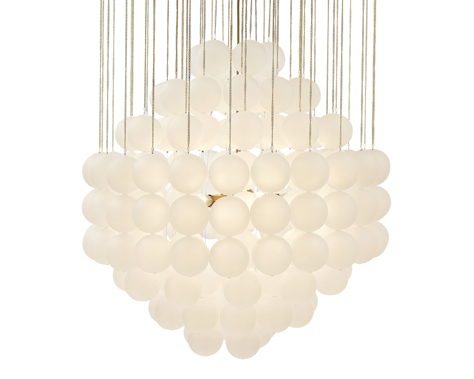Moon Chandelier - Antique Brushed Brass &amp; Frosted Glass E14