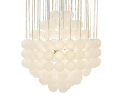 Moon Chandelier - Antique Brushed Brass &amp; Frosted Glass E14