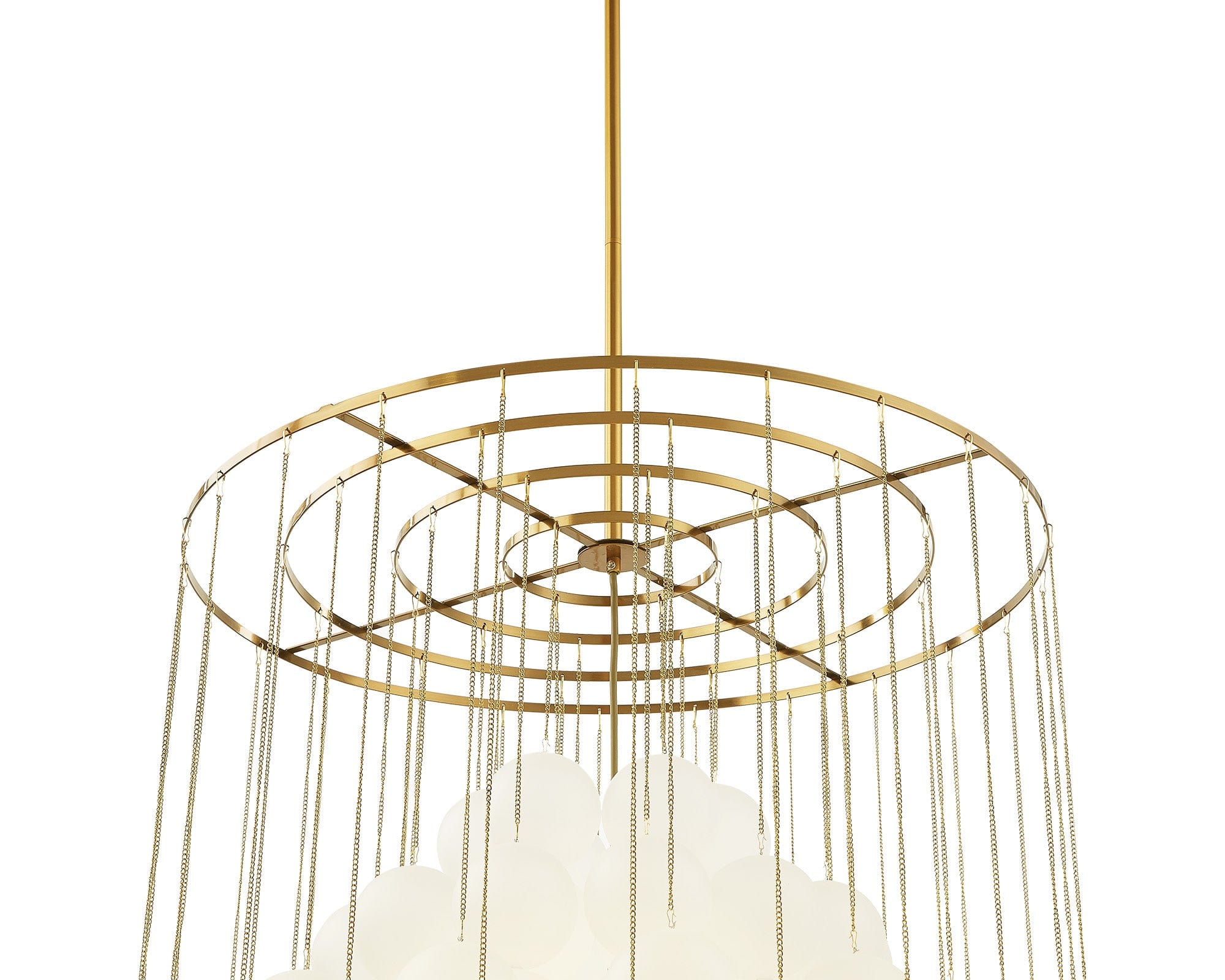 Moon Chandelier - Antique Brushed Brass &amp; Frosted Glass E14