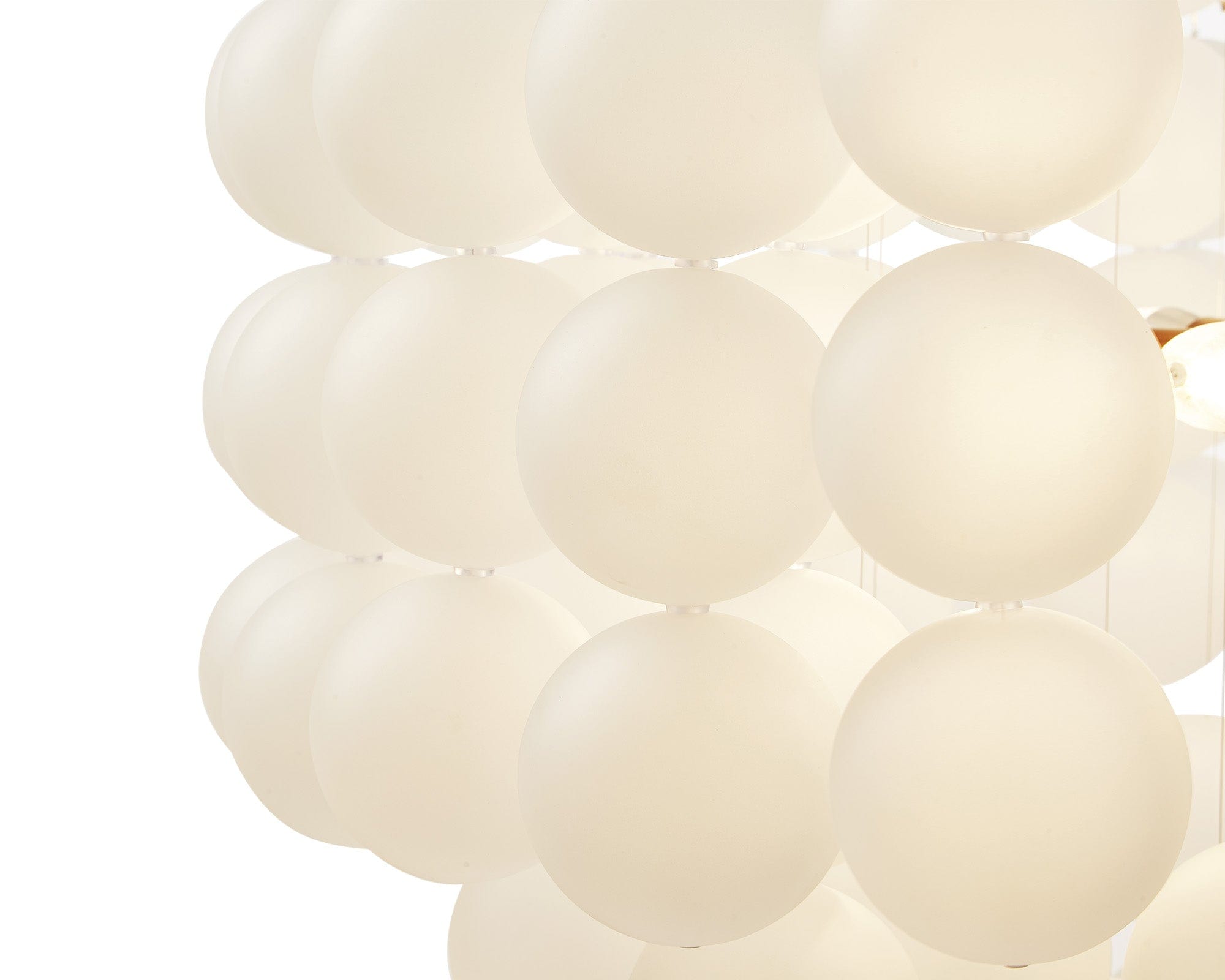 Moon Chandelier - Antique Brushed Brass &amp; Frosted Glass E14