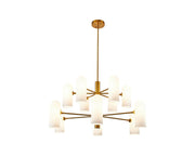 Pawson Chandelier - Brass &amp; White Glass G9
