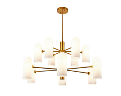 Pawson Chandelier - Brass &amp; White Glass G9