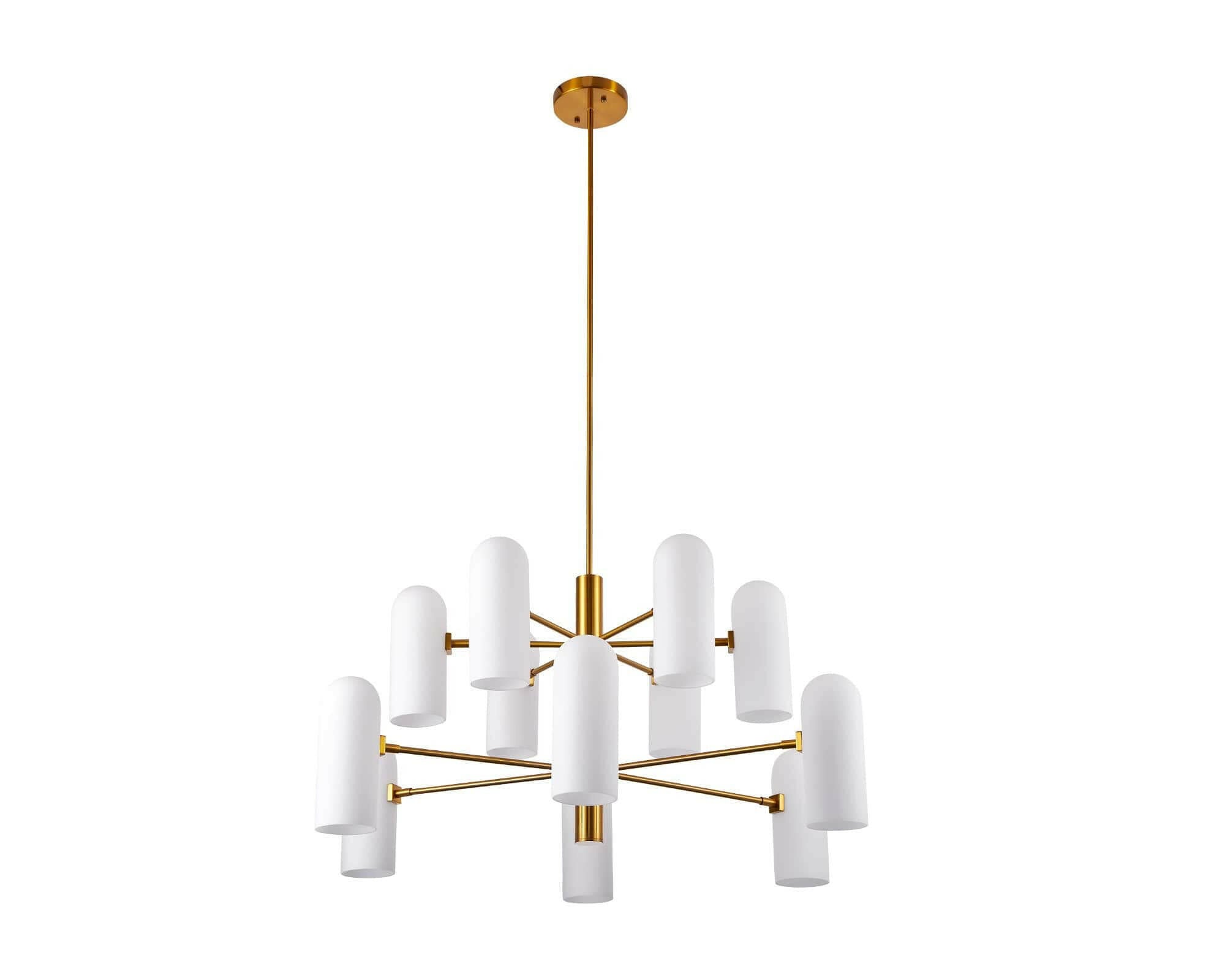 Pawson Chandelier - Brass &amp; White Glass G9