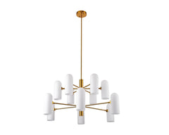 Pawson Chandelier - Brass &amp; White Glass G9