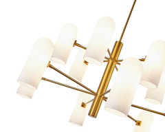Pawson Chandelier - Brass &amp; White Glass G9