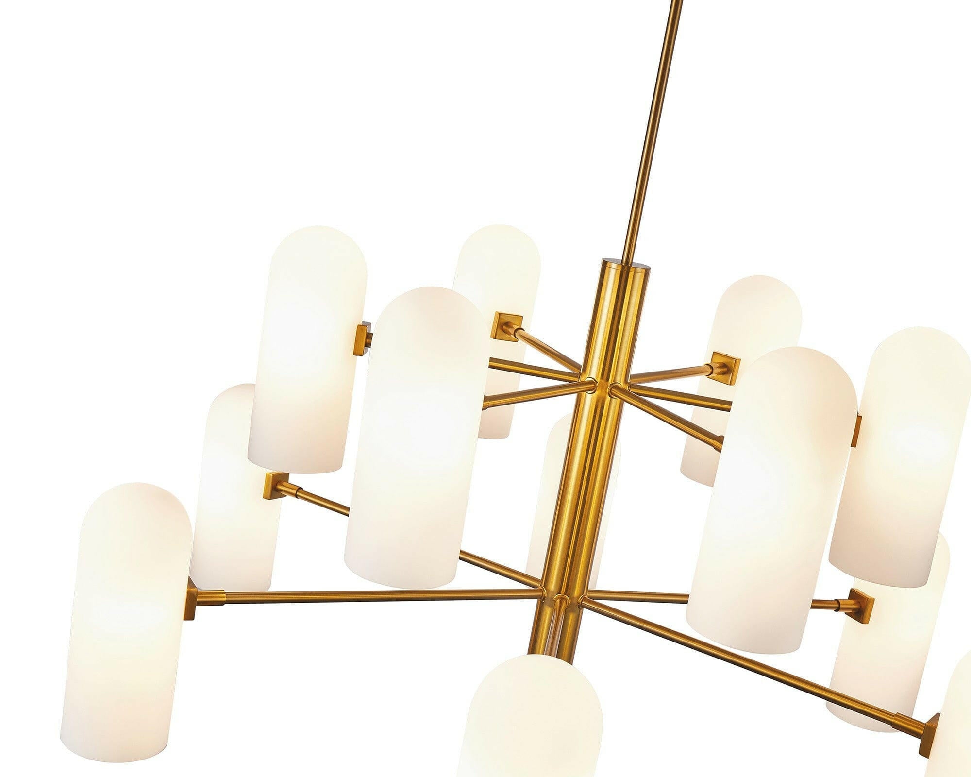 Pawson Chandelier - Brass &amp; White Glass G9