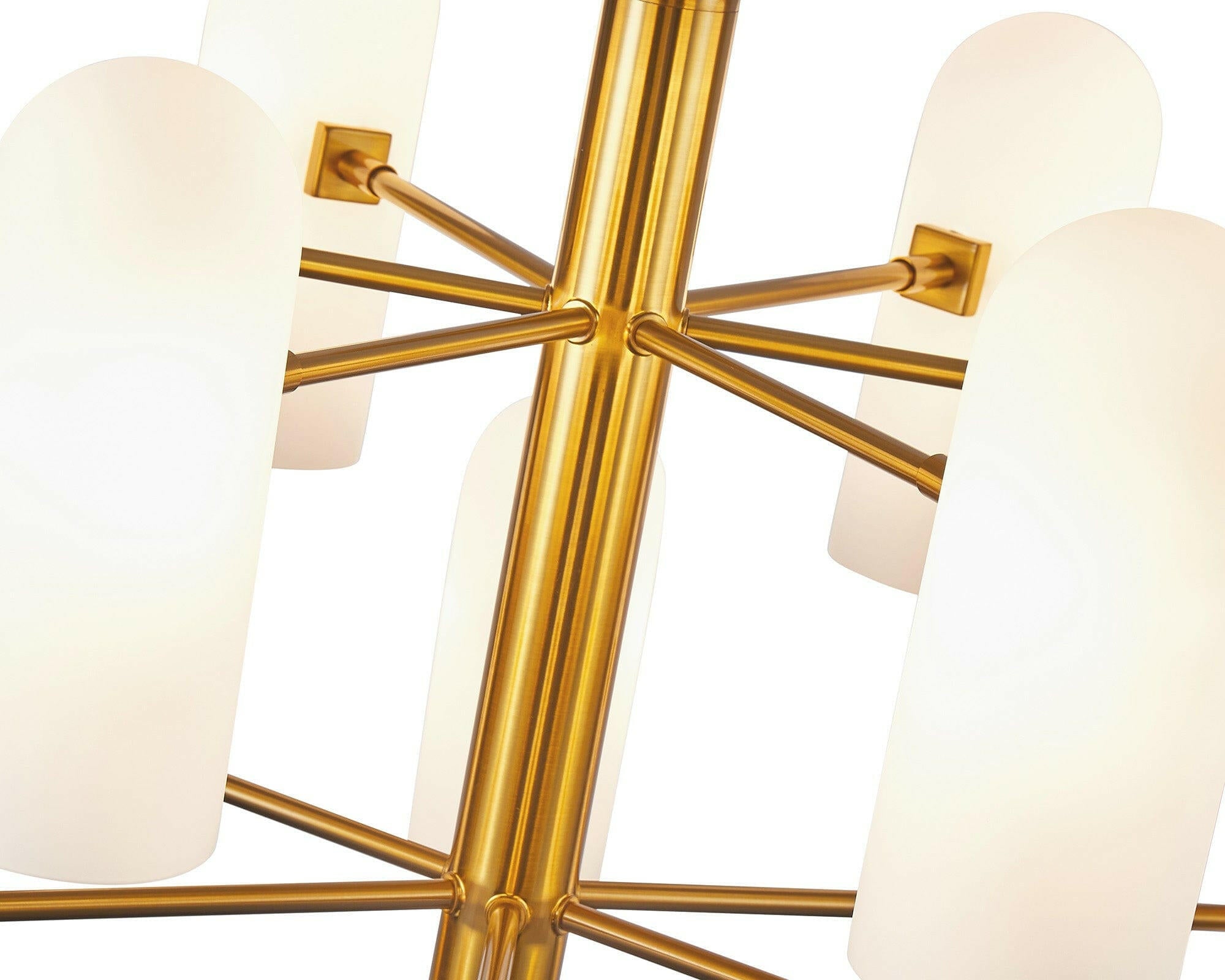 Pawson Chandelier - Brass &amp; White Glass G9