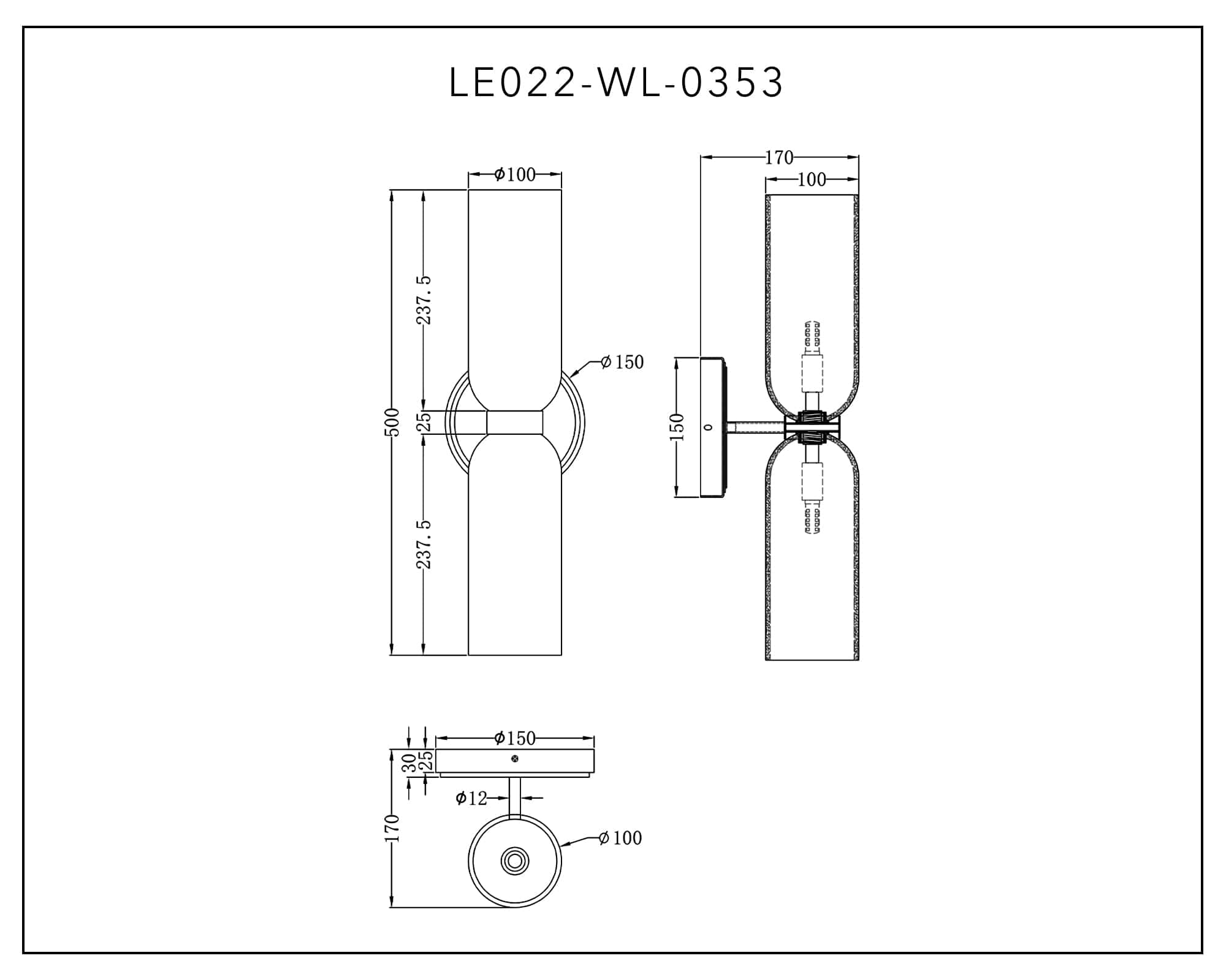 Pawson Wall Light - White, Black &amp; Brass G9