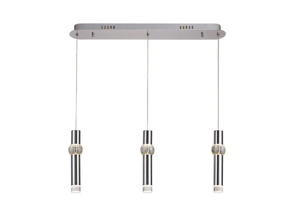 Shimsre 3 Light Linear Pendant, 3 x 5W LED, 3000K, 304lm, Polished Chrome, 3yrs Warranty