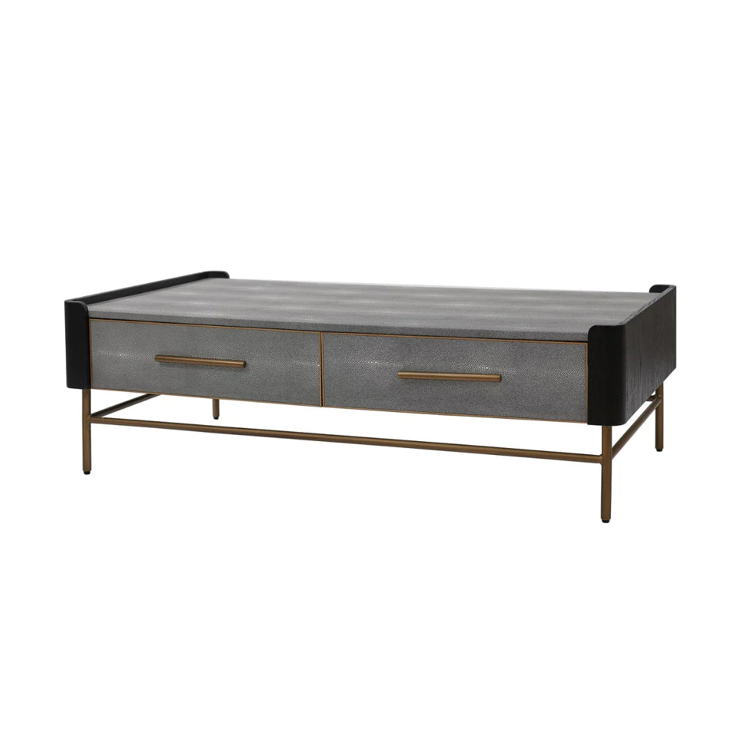 Limoges Coffee Table - Charcoal Black Oak Wood & Leatherette Finish