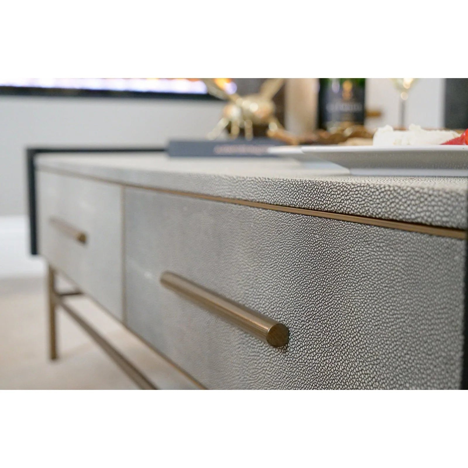 Limoges Coffee Table - Charcoal Black Oak Wood & Leatherette Finish