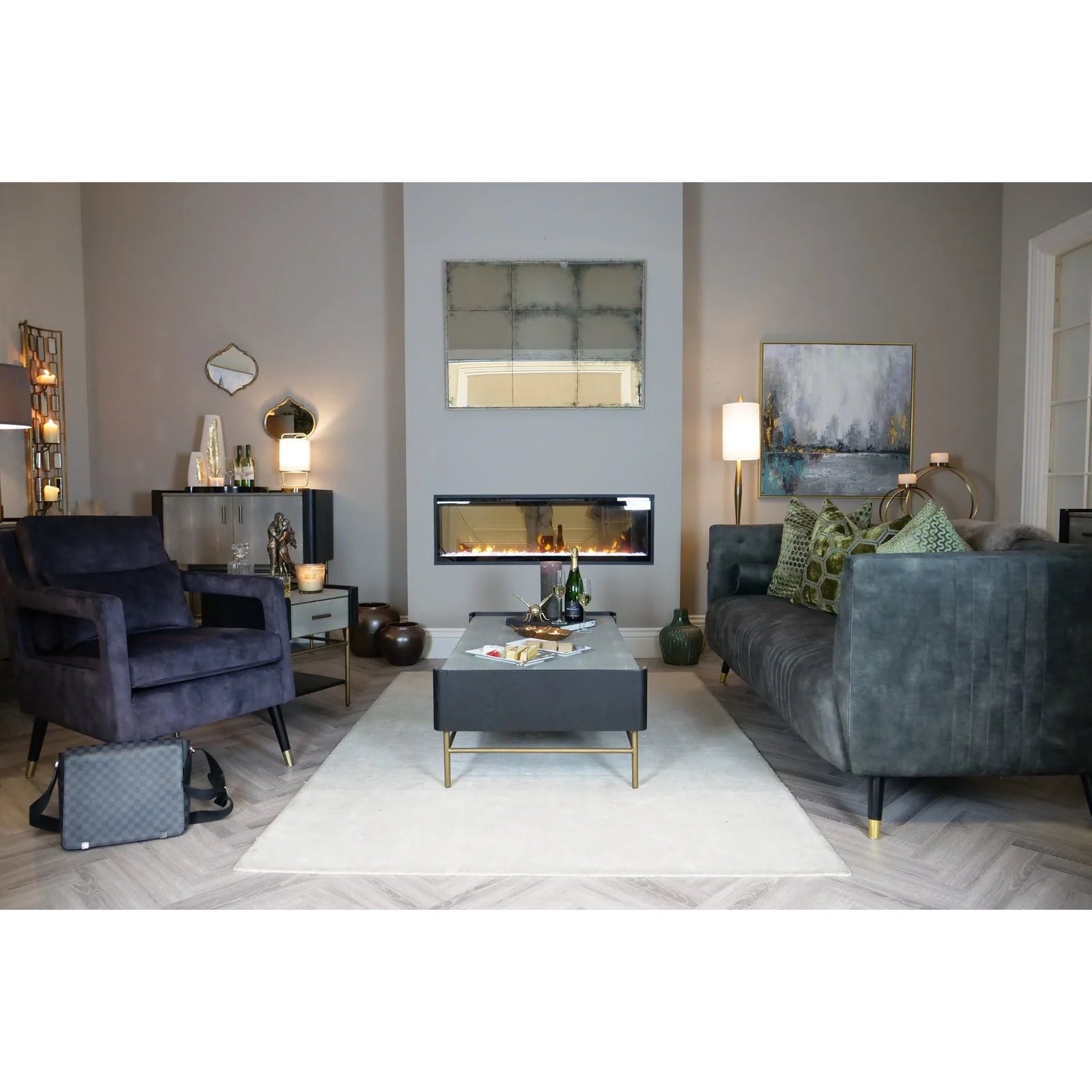 Limoges Coffee Table - Charcoal Black Oak Wood & Leatherette Finish