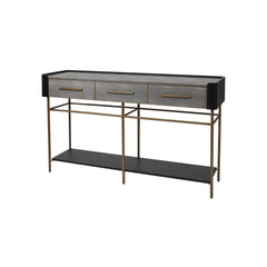 Limoges Console Table - Charcoal Black Oak Wood & Leatherette Finish