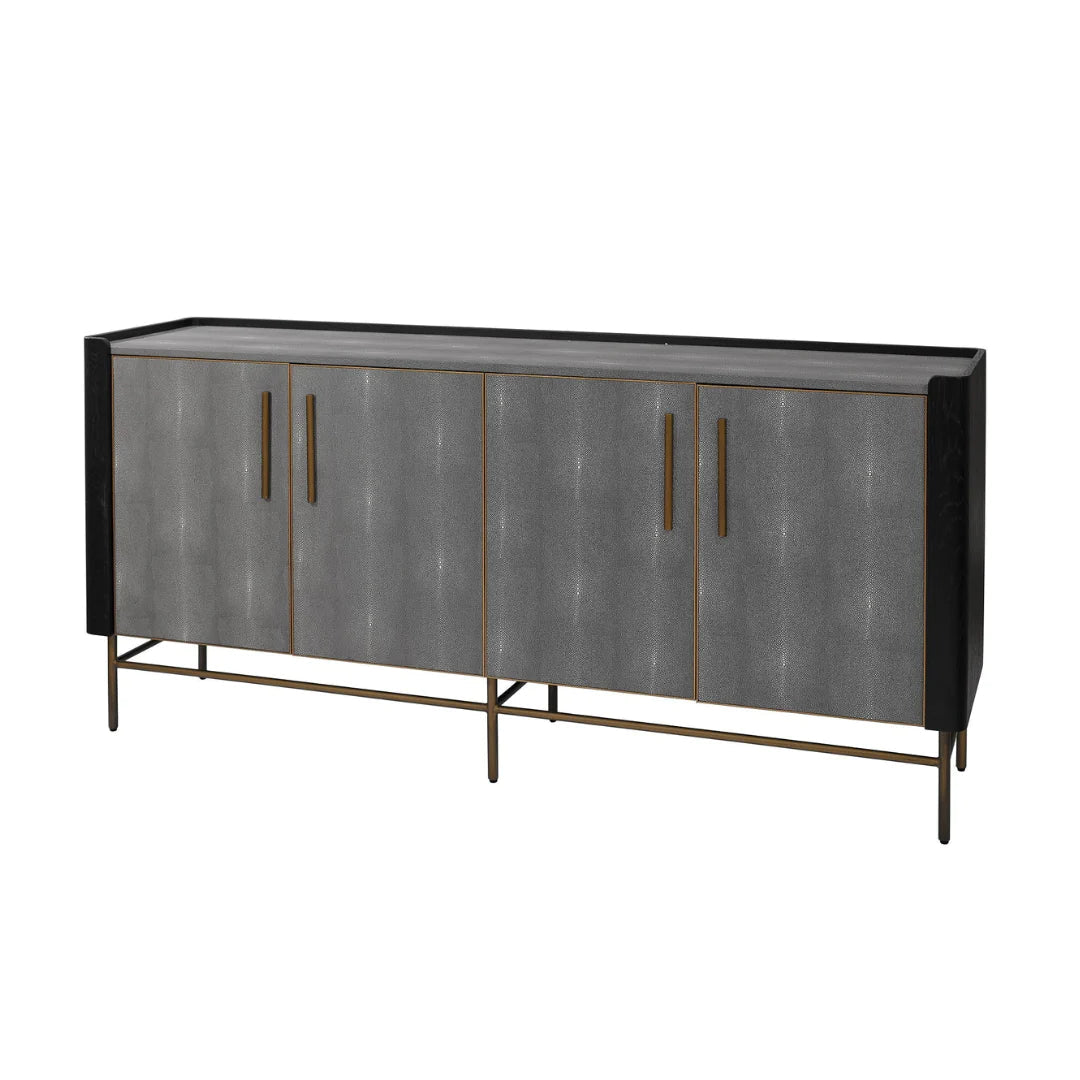 Limoges Sideboard - Charcoal Black Oak Wood & Leatherette Finish