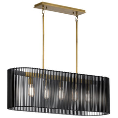 Linara 5 Light Linear Chandelier - Black & Natural Brass