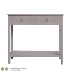 Lindon Summer Grey Wood 2 Drawer Console Table