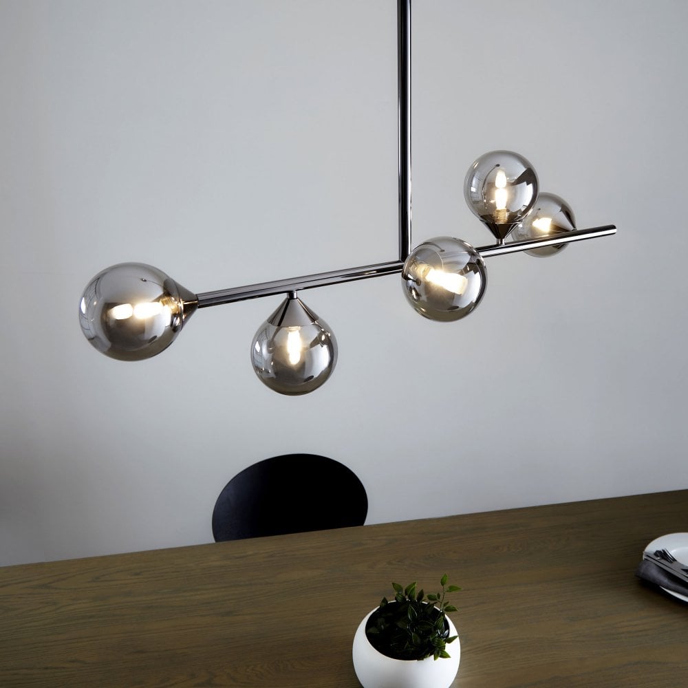 Gallant 5 Light Island Pendant - Black Chrome/Satin Brass