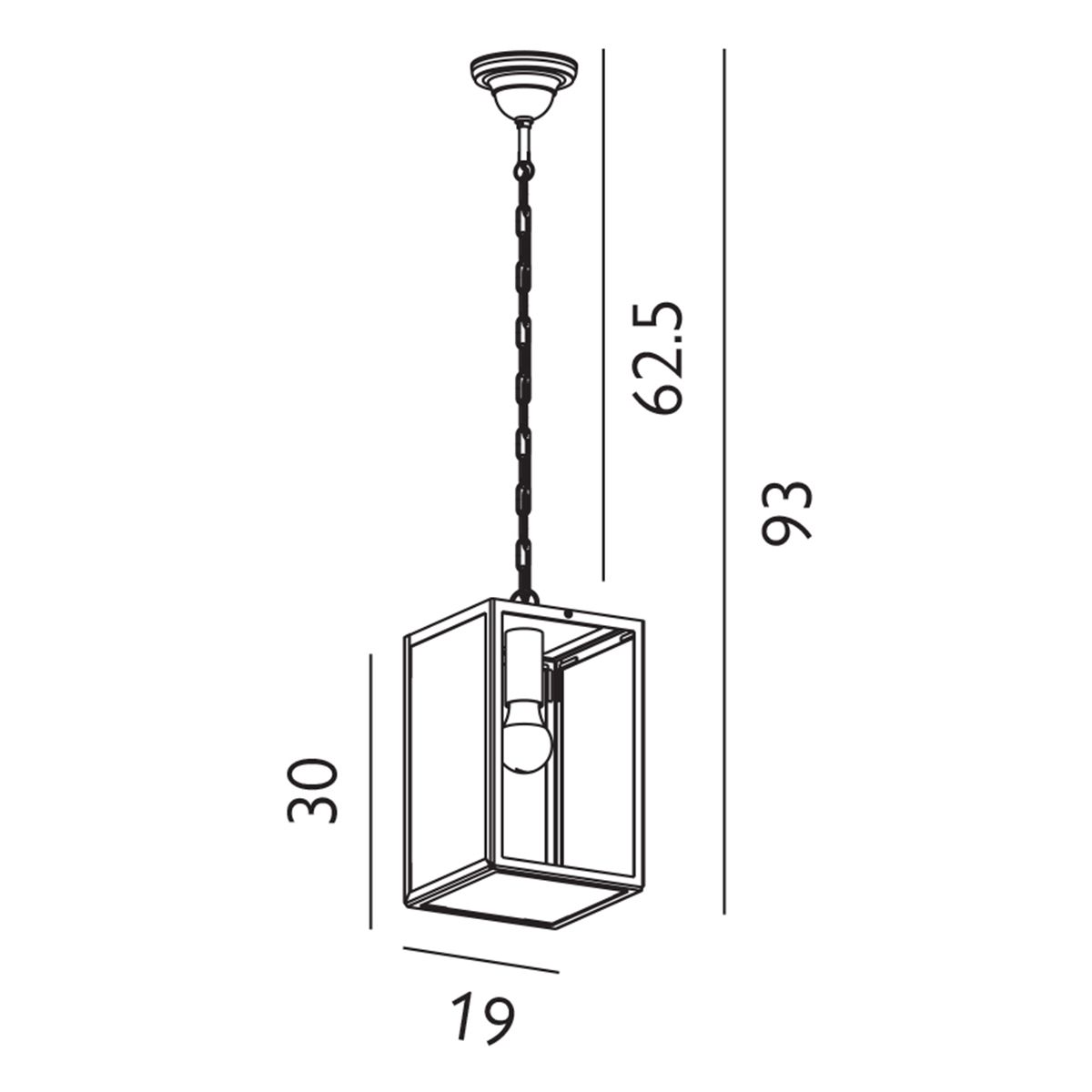 Lofoten 1 Light Chain Lantern - Black IP44 E27