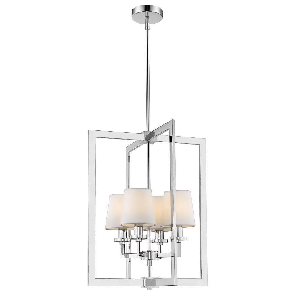 London 4Lt Centre Ceiling Light - Chrome & White Finish