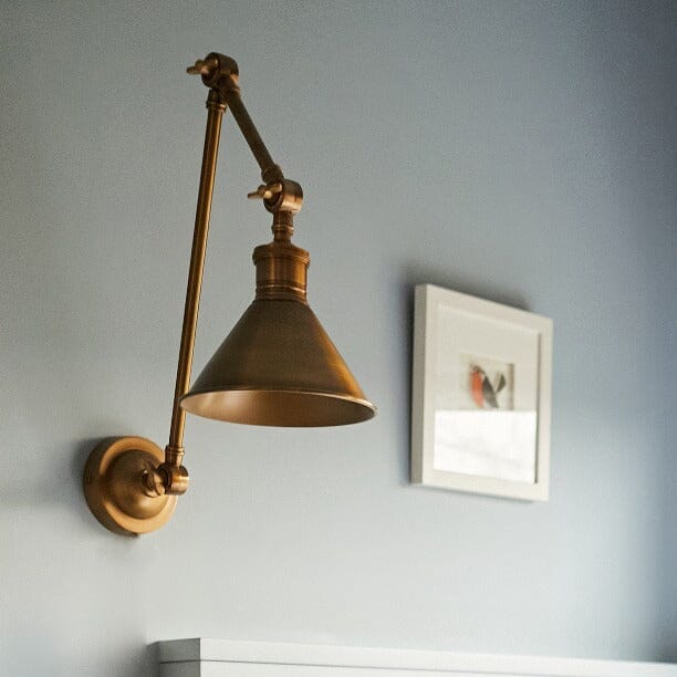 Long Arm Cone Wall Light- Brass & Black Finishes