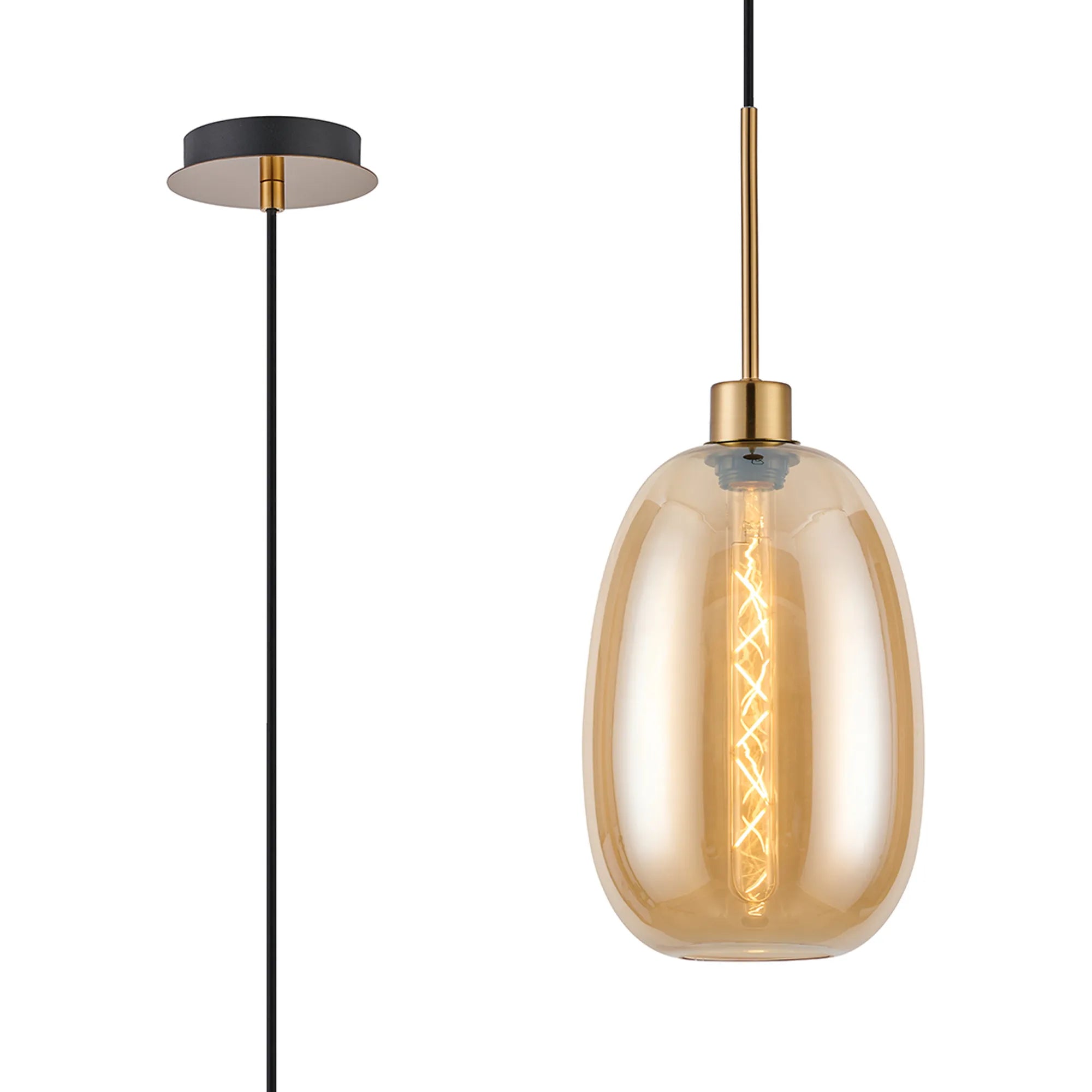 Lori 1.7m Single Pendant, 1 Light Adjustable E27- Antique Gold w Various Finishes