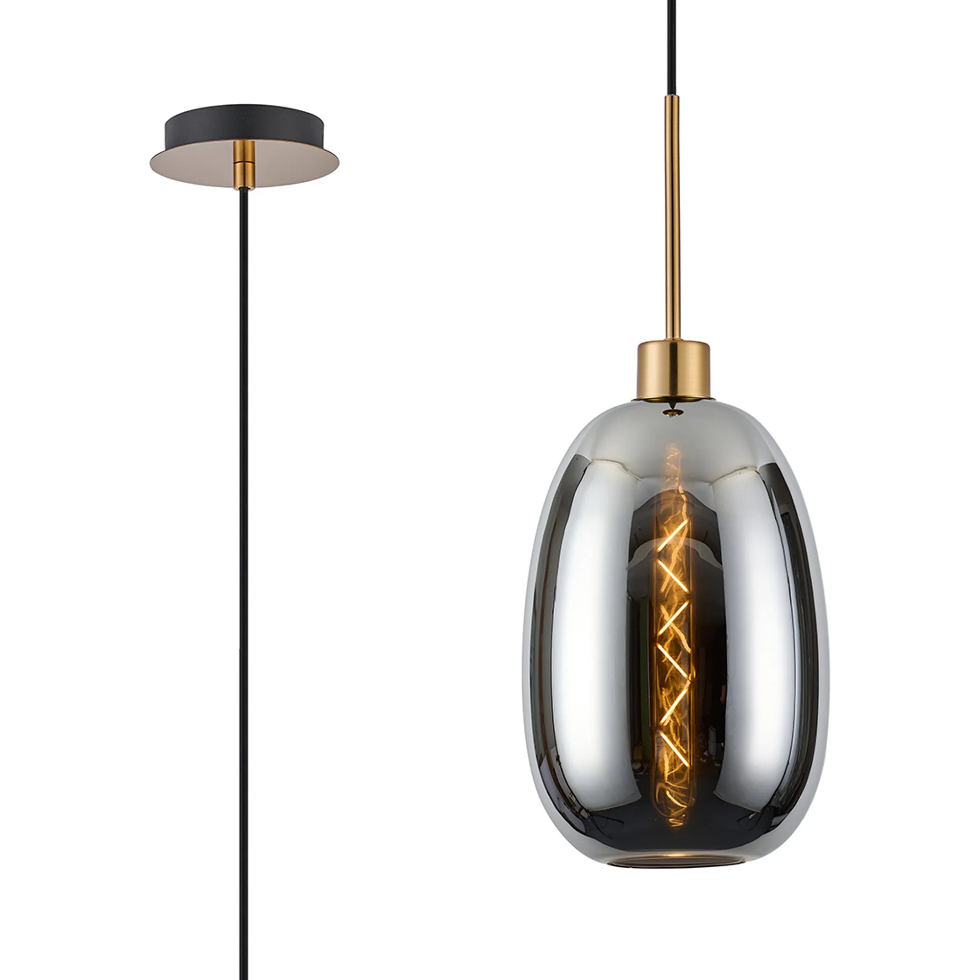 Lori 1.7m Single Pendant, 1 Light Adjustable E27- Antique Gold w Various Finishes