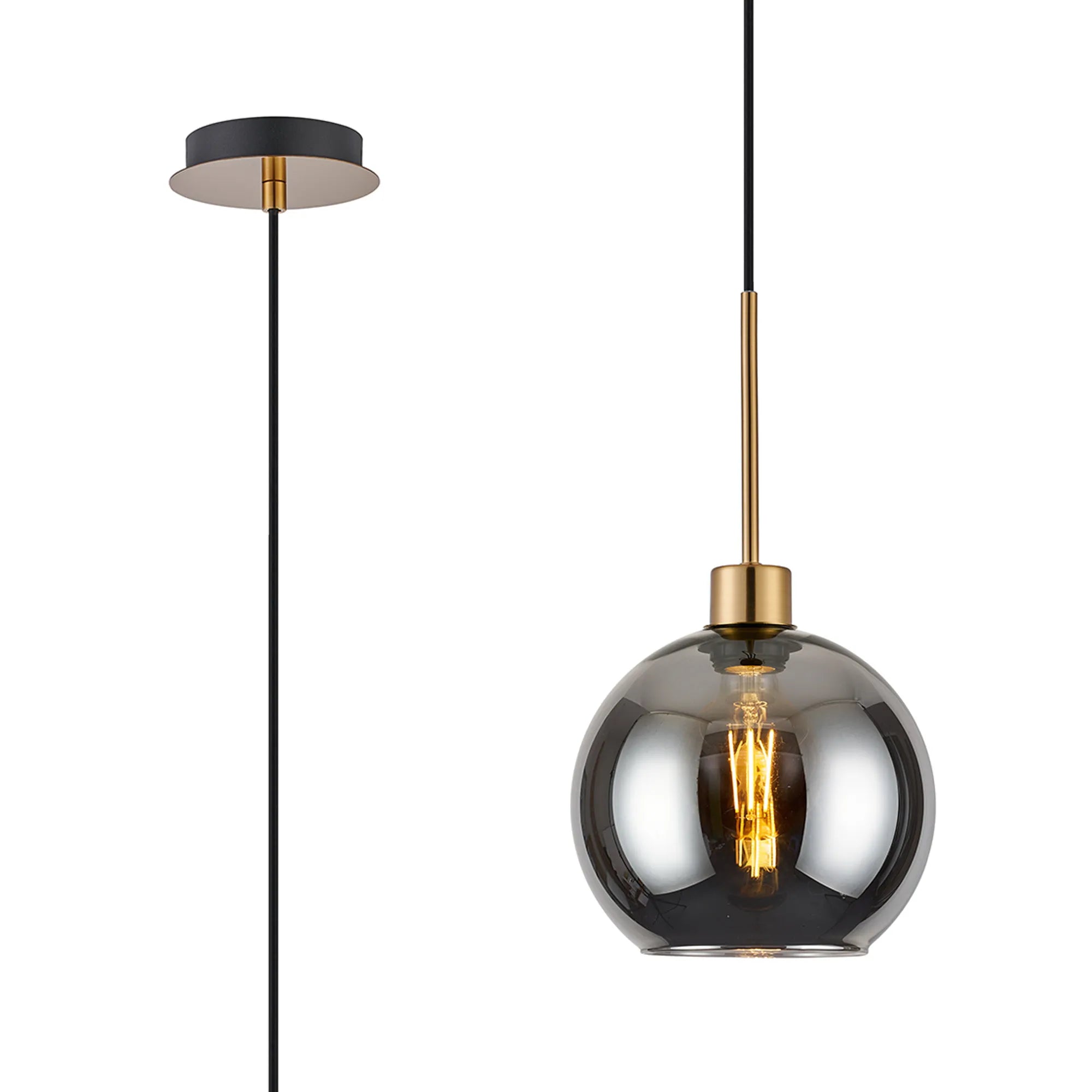 Lori 1.7m Single Pendant, 1 Light Adjustable E27- Antique Gold w Various Finishes