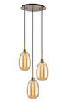 Lori 3Lt Cluster Pendant -Antique Gold w Various Glass Finishes