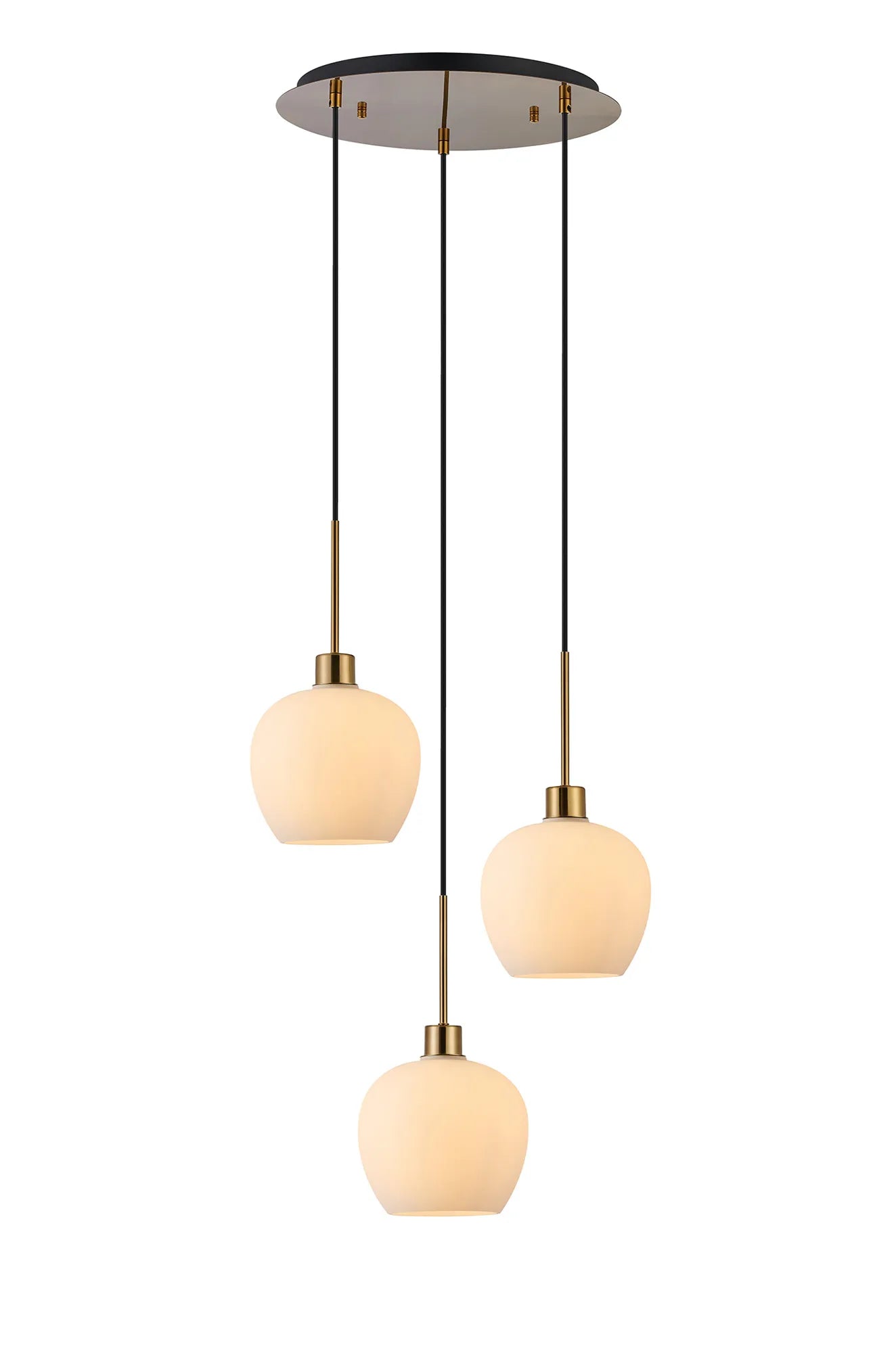 Lori 3Lt Cluster Pendant -Antique Gold w Various Glass Finishes