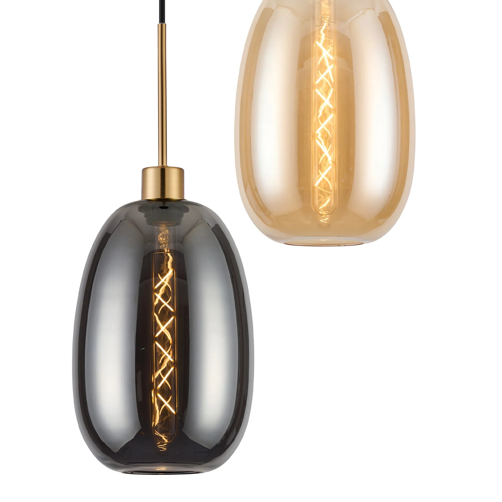Lori 5 Light Cluster Pendant Adjustable E27- Antique Gold w Various Glass Finishes