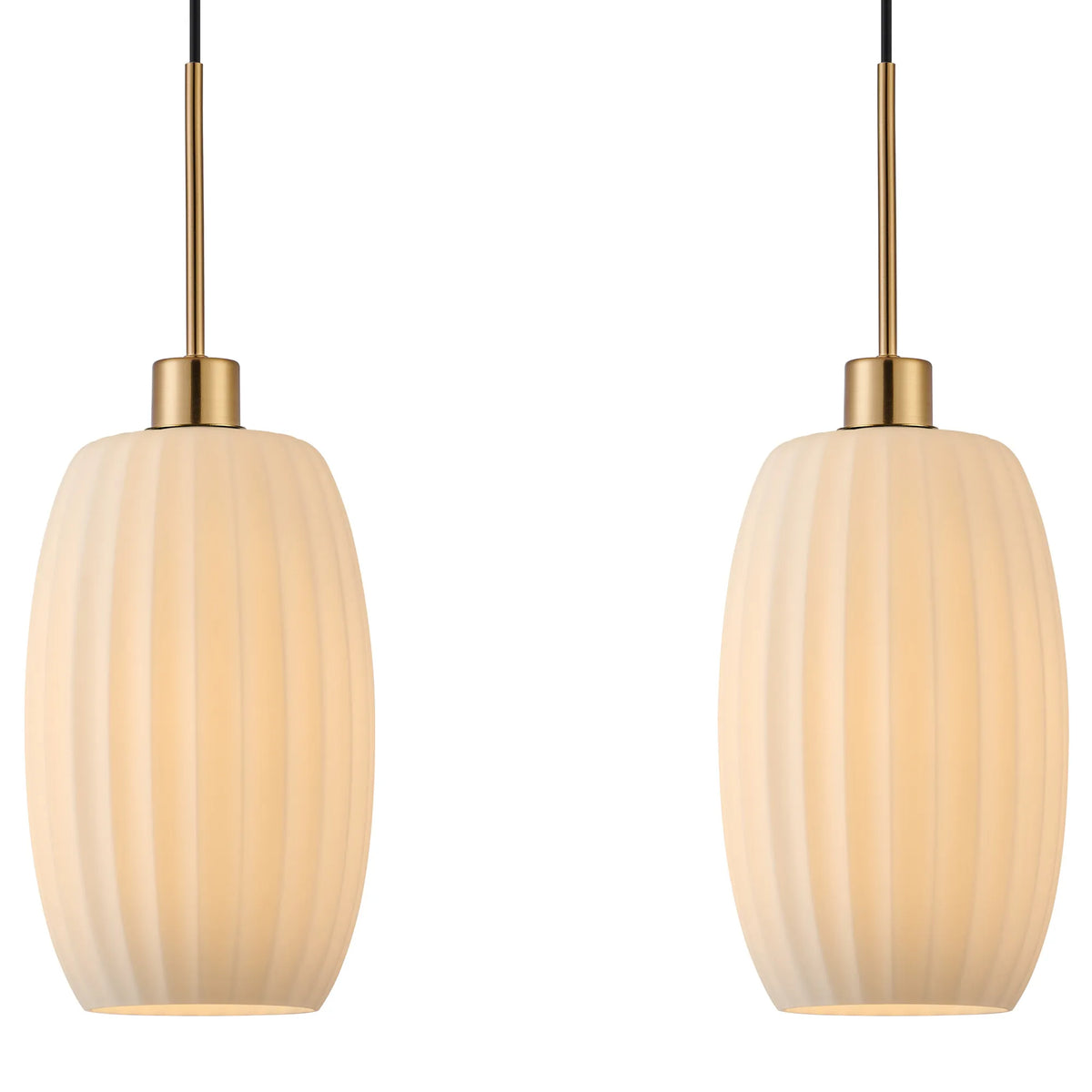 Lori 4lt Linear Pendant- Antique Gold/Opal Ribbed Glass