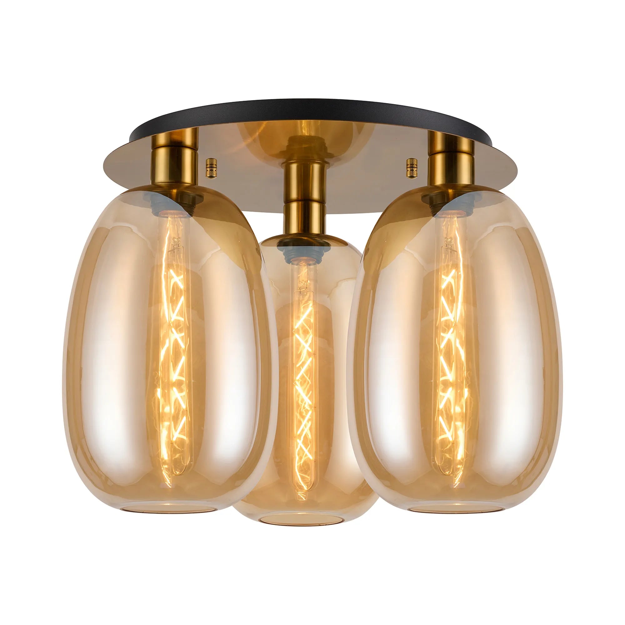 Lori 40cm 3Lt Round Ceiling Flush Light- Antique Gold w Various Finishes