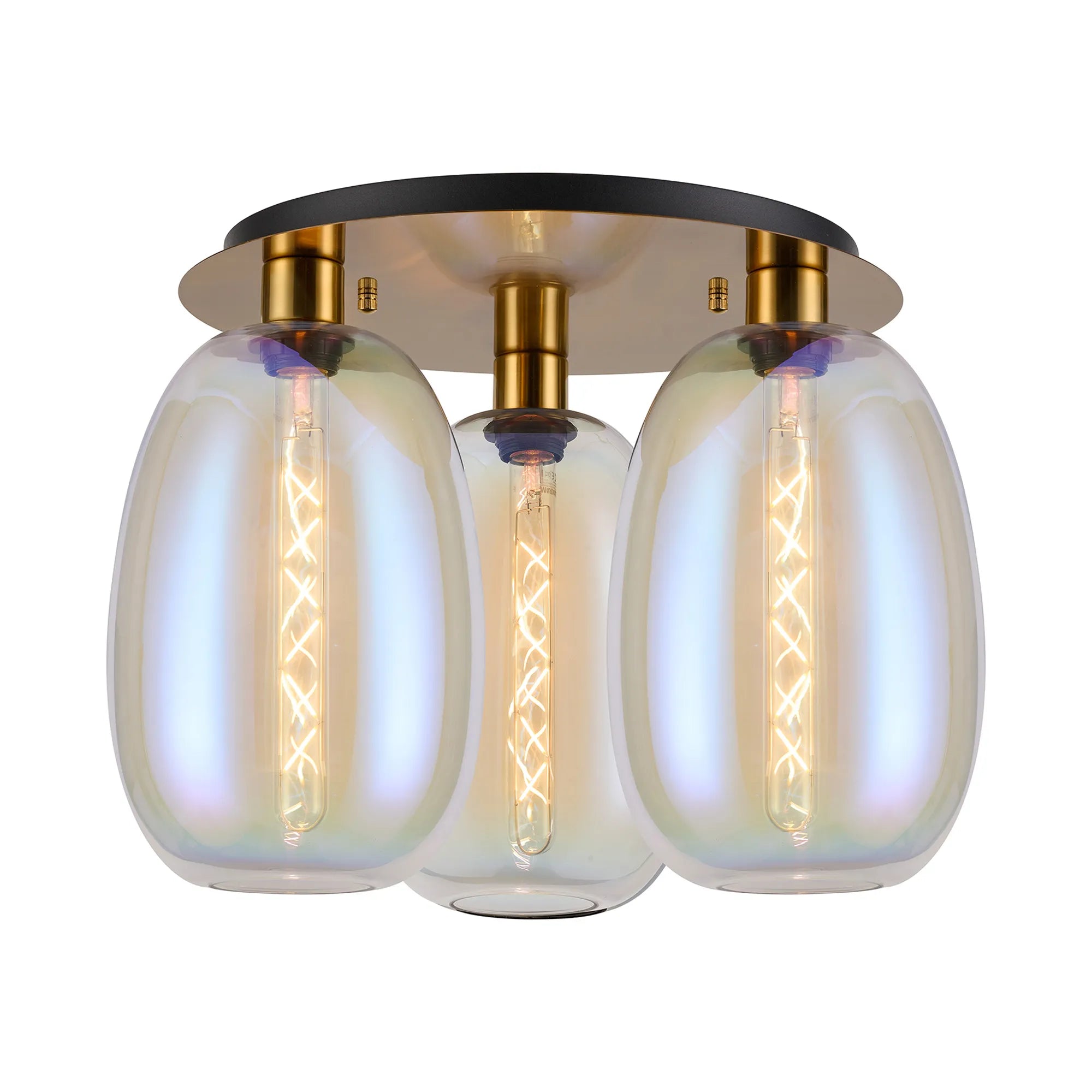 Lori 40cm 3Lt Round Ceiling Flush Light- Antique Gold w Various Finishes