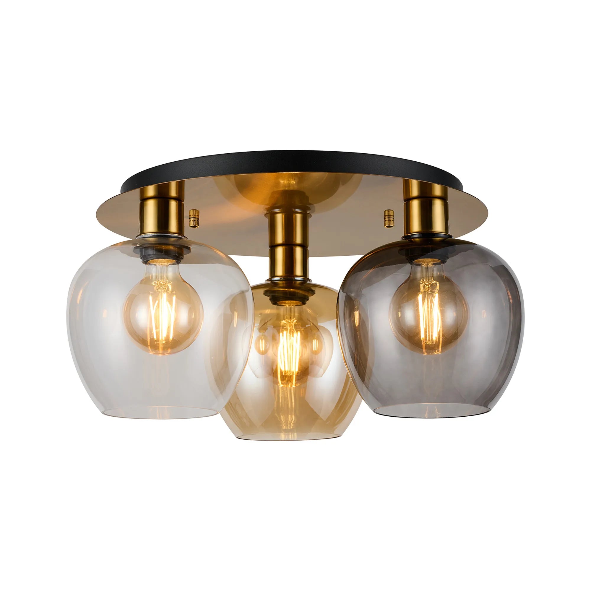 Lori 40cm 3Lt Round Ceiling Flush Light- Antique Gold w Various Finishes