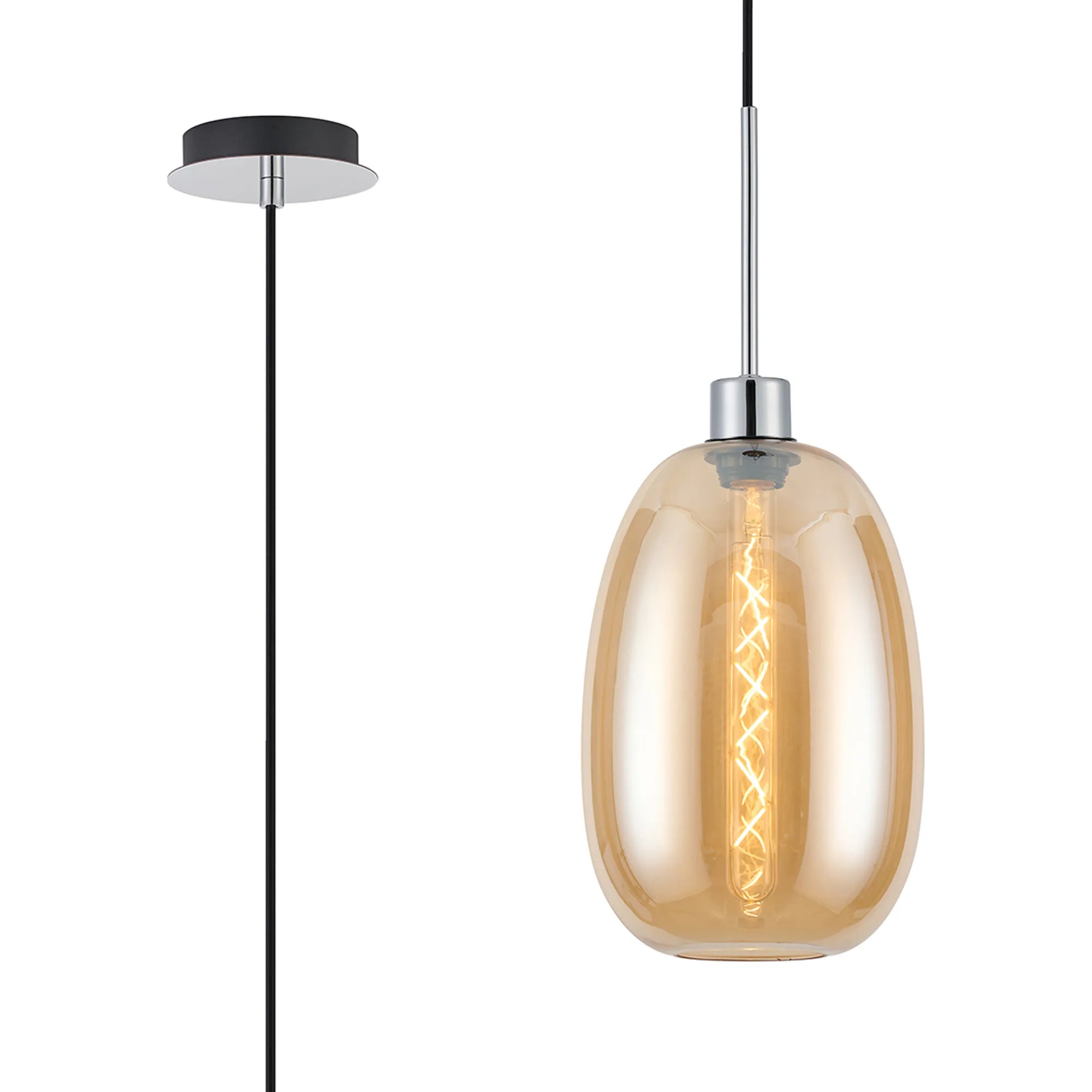 Lori 1.7m Single Pendant 1 Light Adjustable E27 Polished Chrome w Various Finishes